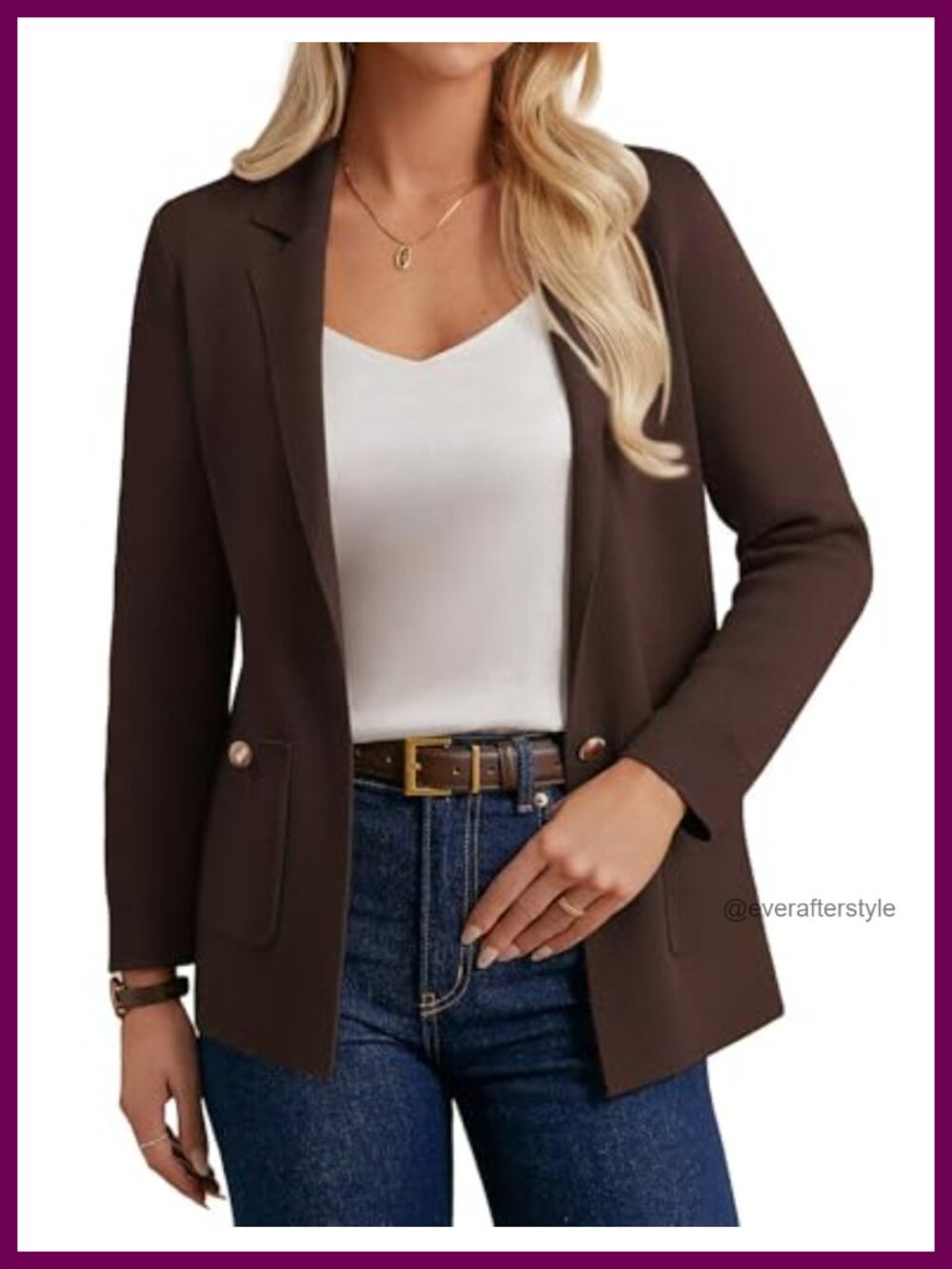 Women's Sweater Blazer Business Casual Long Sleeve Work Cardigan with Pockets